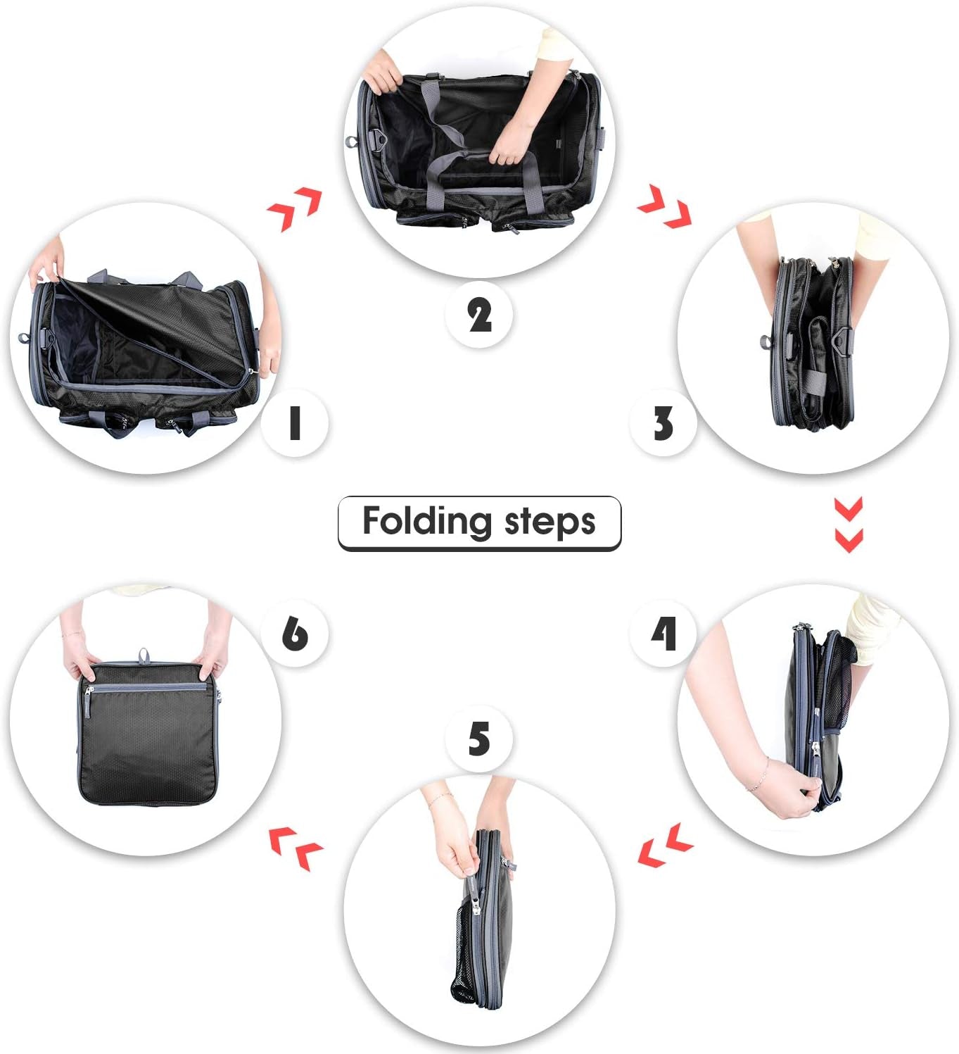 Foldable Sports Gym Bag with Separate Wet and Shoe Compartments, Travel Duffel for Men and Women