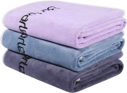 Microfiber Sports Towel Set for Men and Women, Quick-Drying and Ultra-Soft, 3-Pack (1 Blue, 1 Purple, 1 Gray, 14" x 29") - Ideal for Tennis, Yoga, Cycling, and Swimming