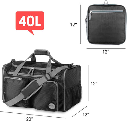 Foldable Sports Gym Bag with Separate Wet and Shoe Compartments, Travel Duffel for Men and Women