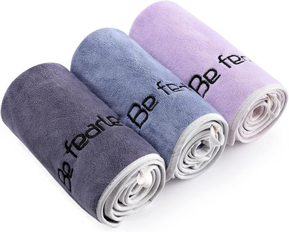 Microfiber Sports Towel Set for Men and Women, Quick-Drying and Ultra-Soft, 3-Pack (1 Blue, 1 Purple, 1 Gray, 14" x 29") - Ideal for Tennis, Yoga, Cycling, and Swimming